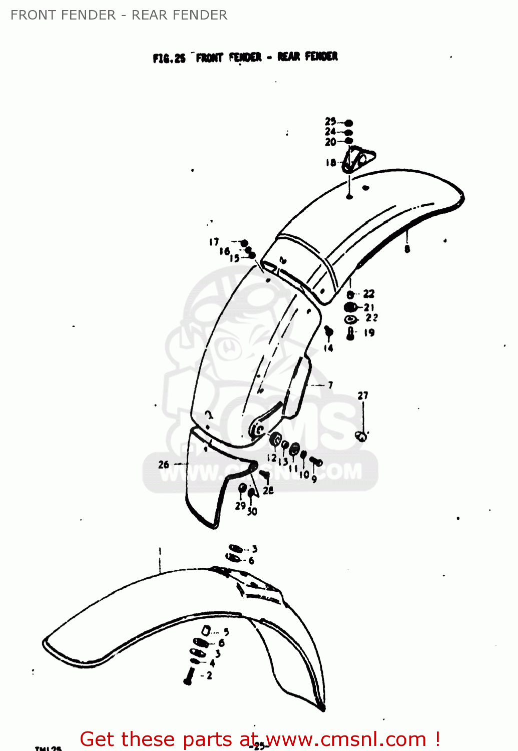 FRONT FENDER - REAR FENDER TM125 1973 (K) USA (E03)