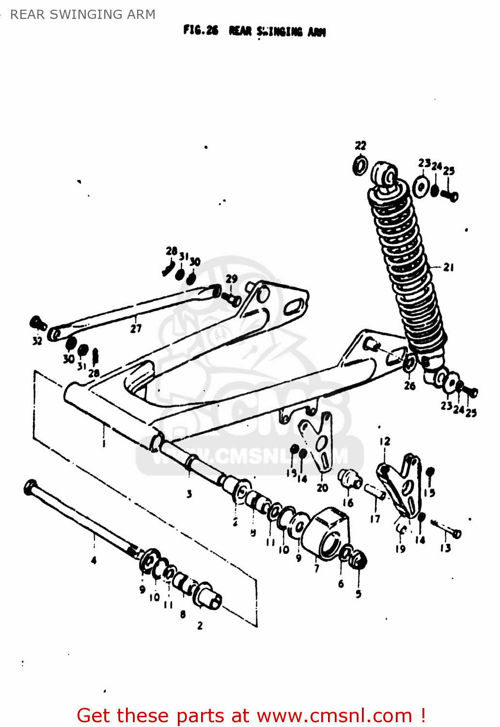 REAR SWINGING ARM TM125 1973 (K) USA (E03)