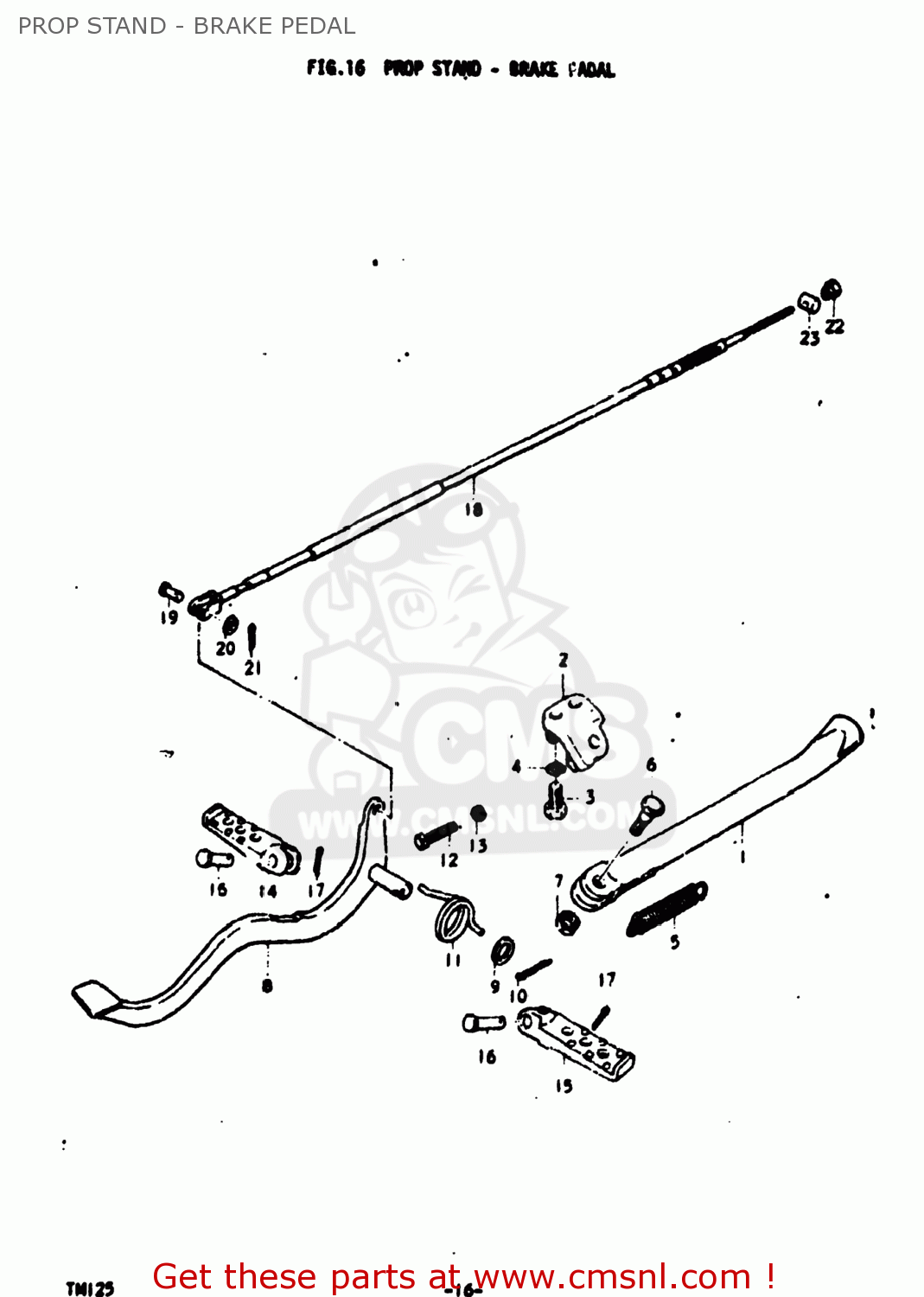 PROP STAND - BRAKE PEDAL TM125 1974 (L) USA (E03)