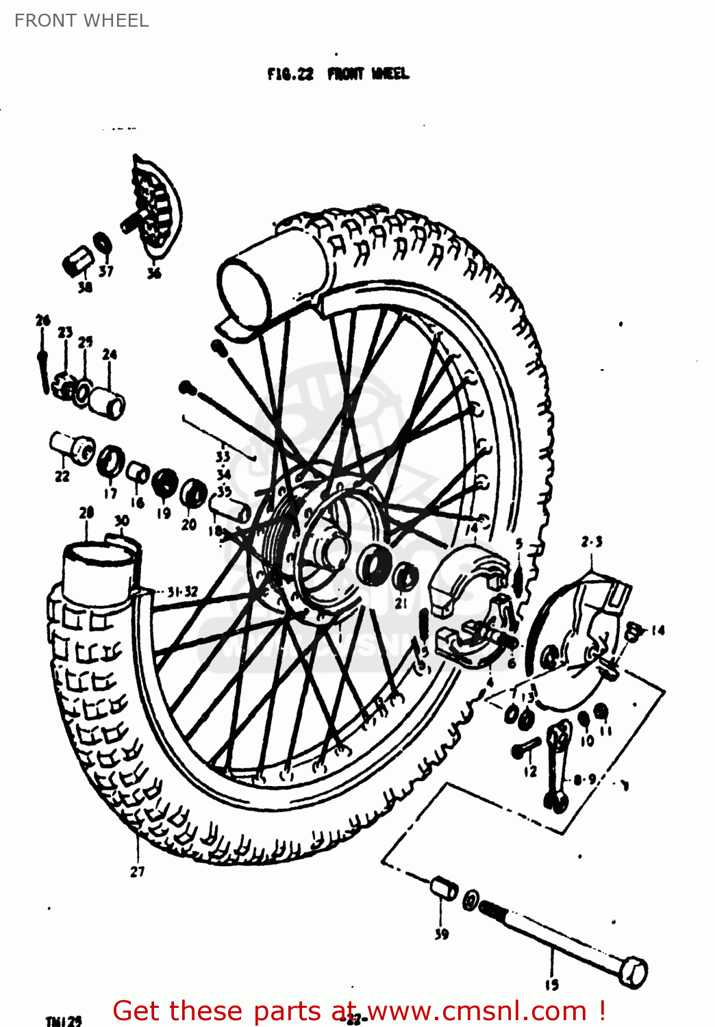 FRONT WHEEL TM125 1975 (M) USA (E03)
