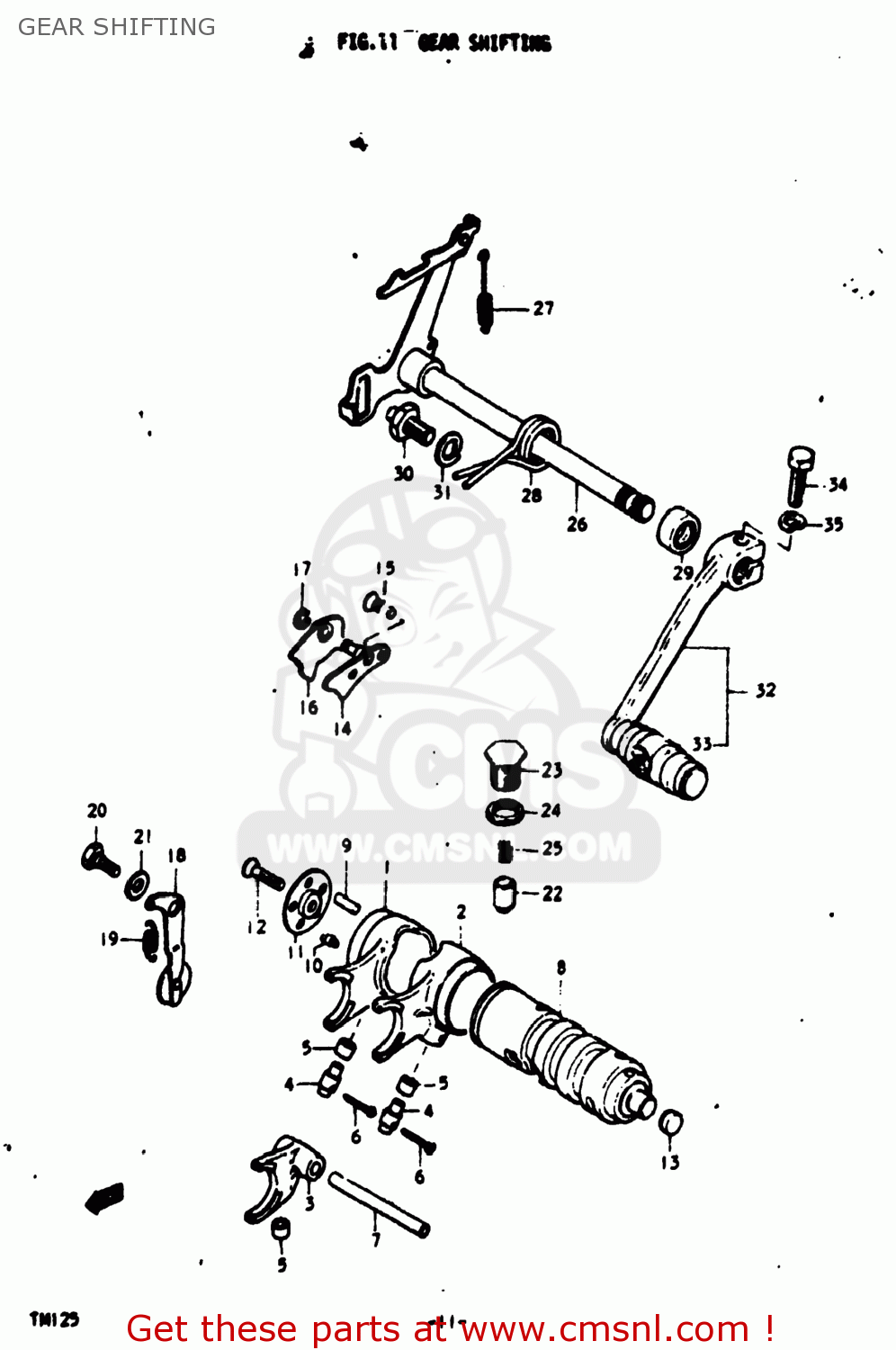 GEAR SHIFTING TM125 1975 (M) USA (E03)