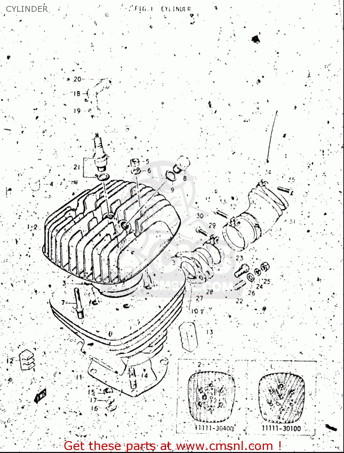 CYLINDER TM250 1972 1973 1974 1975 (J) (K) (L) (M) USA (E03)