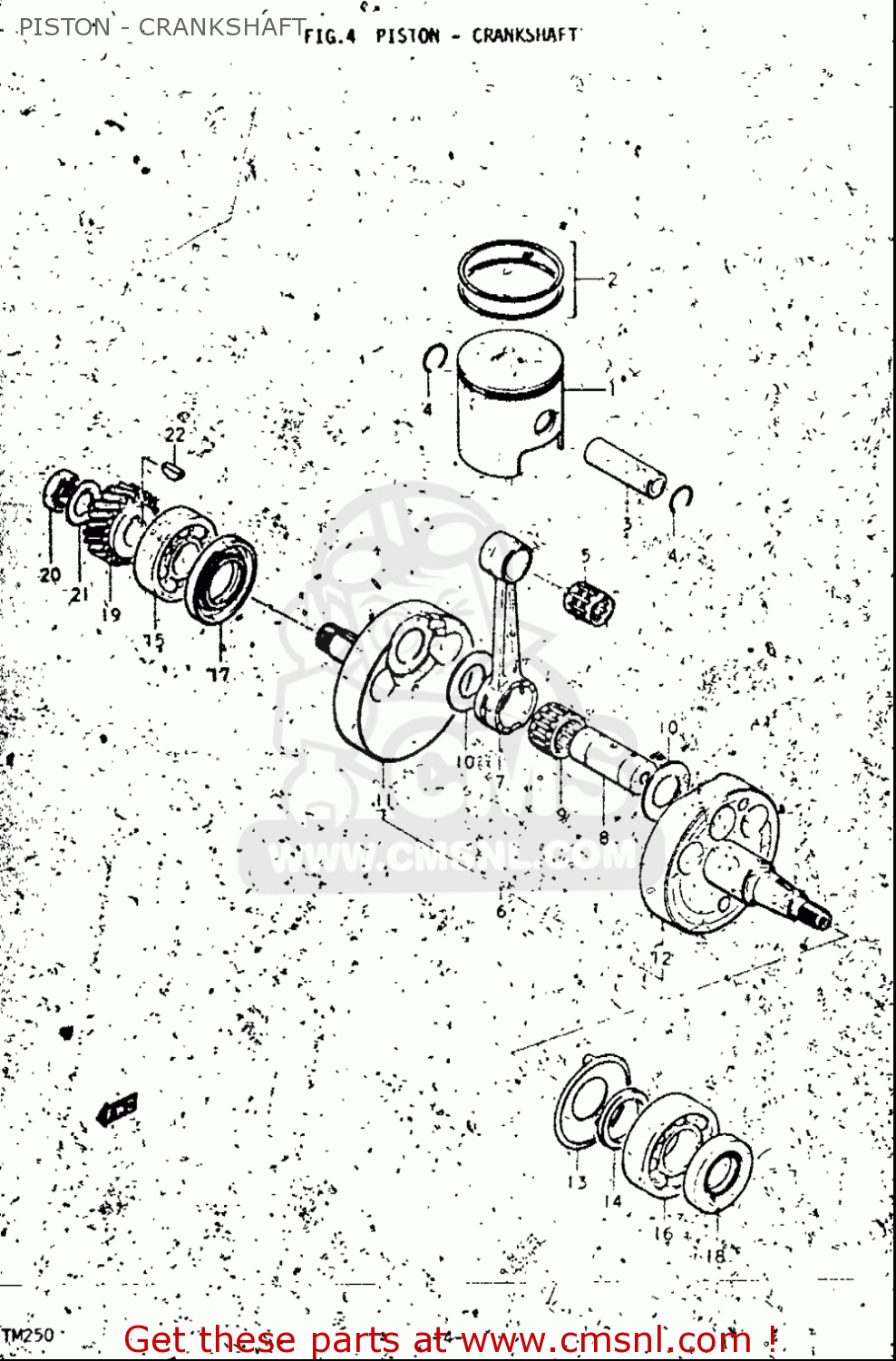 PISTON - CRANKSHAFT TM250 1972 1973 1974 1975 (J) (K) (L) (M) USA (E03)