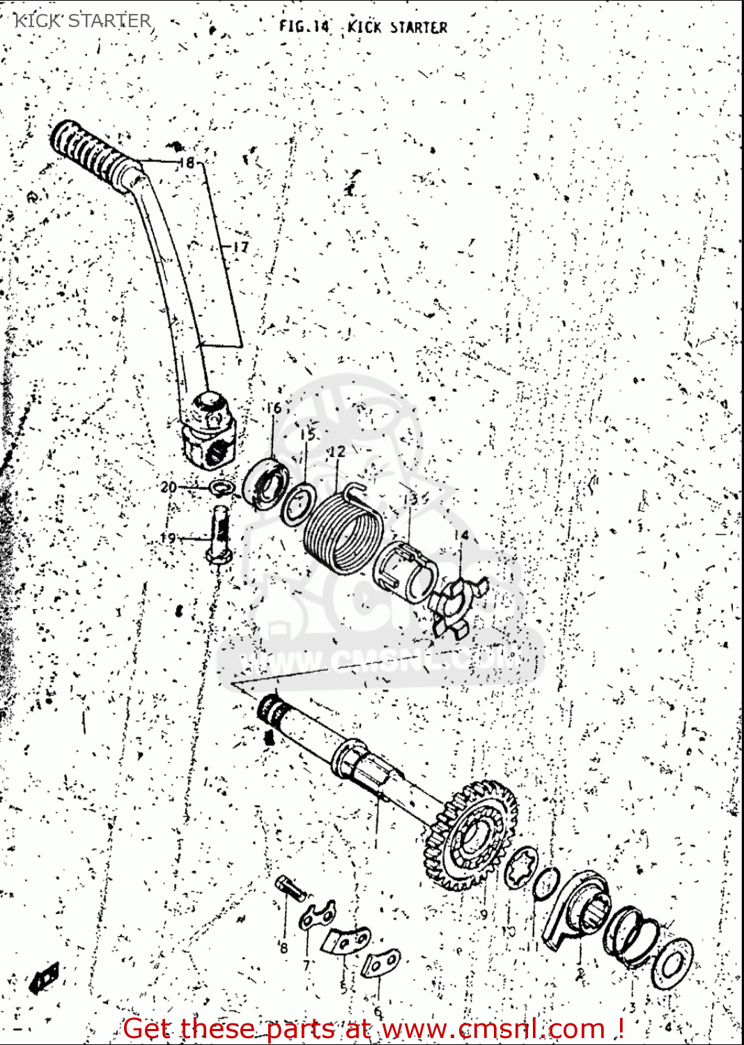 KICK STARTER TM250 1972 1973 1974 1975 (J) (K) (L) (M) USA (E03)