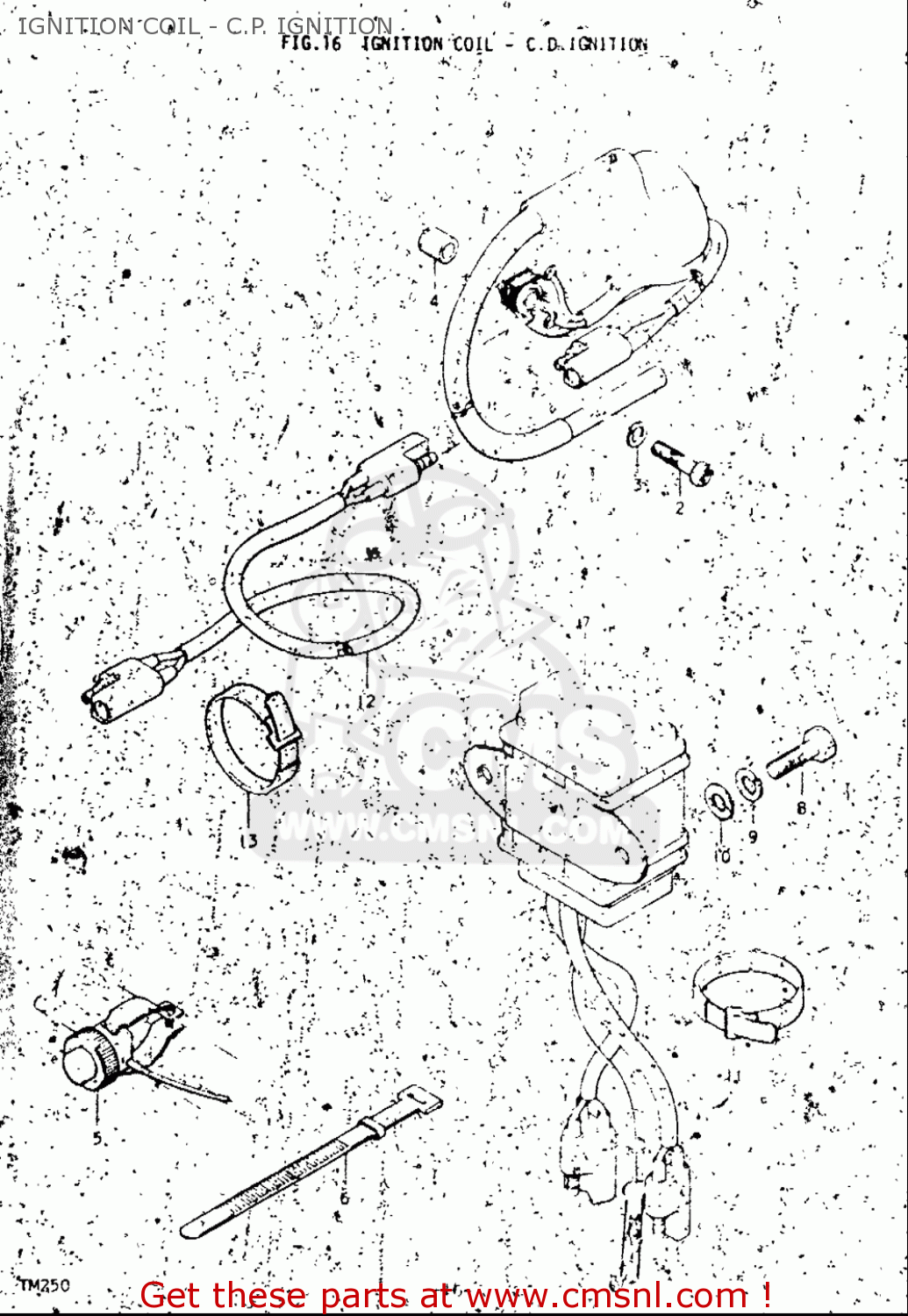 IGNITION COIL - C.P. IGNITION TM250 1972 1973 1974 1975 (J) (K) (L) (M) USA (E03)