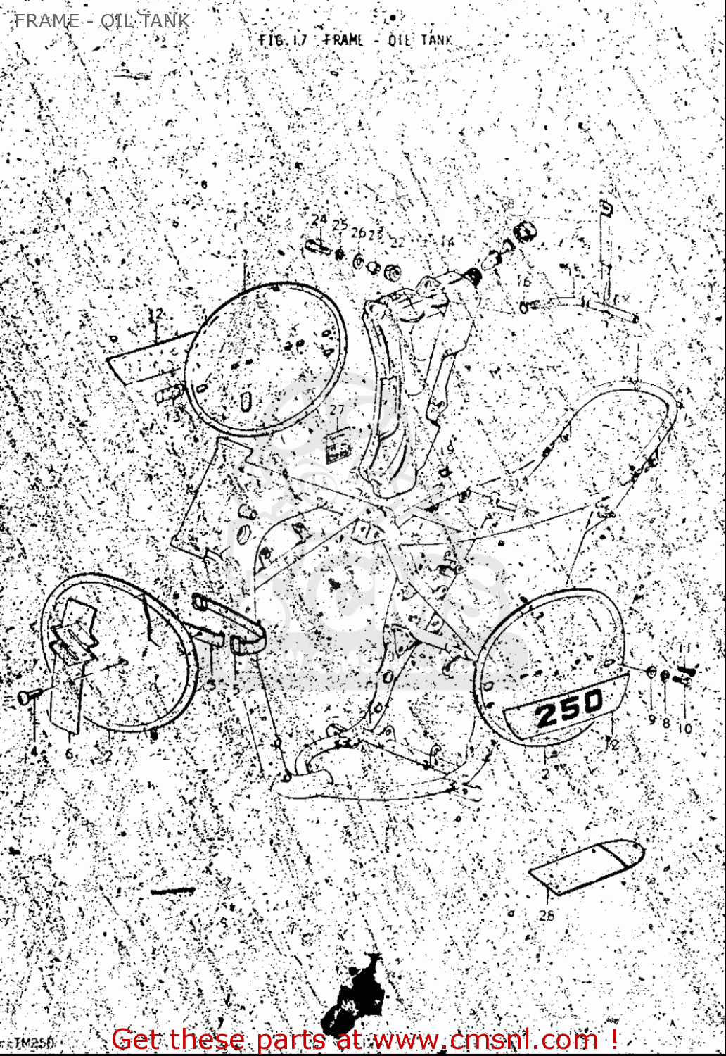 FRAME - OIL TANK TM250 1972 1973 1974 1975 (J) (K) (L) (M) USA (E03)
