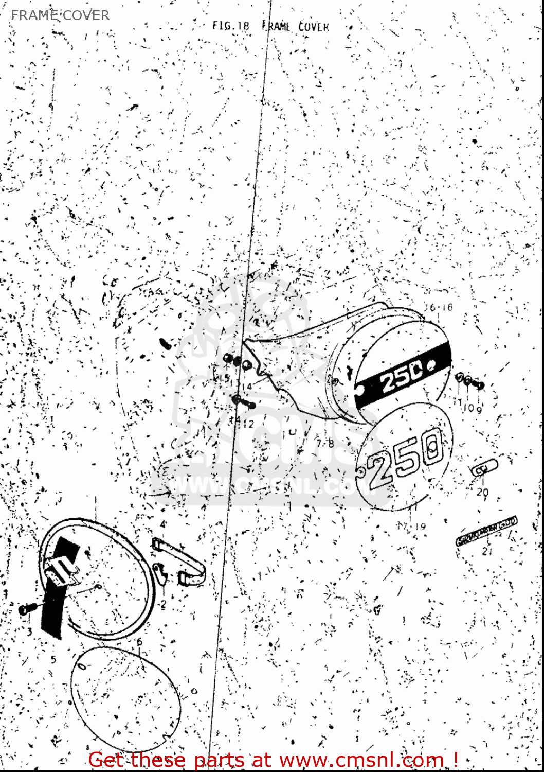 FRAME COVER TM250 1972 1973 1974 1975 (J) (K) (L) (M) USA (E03)