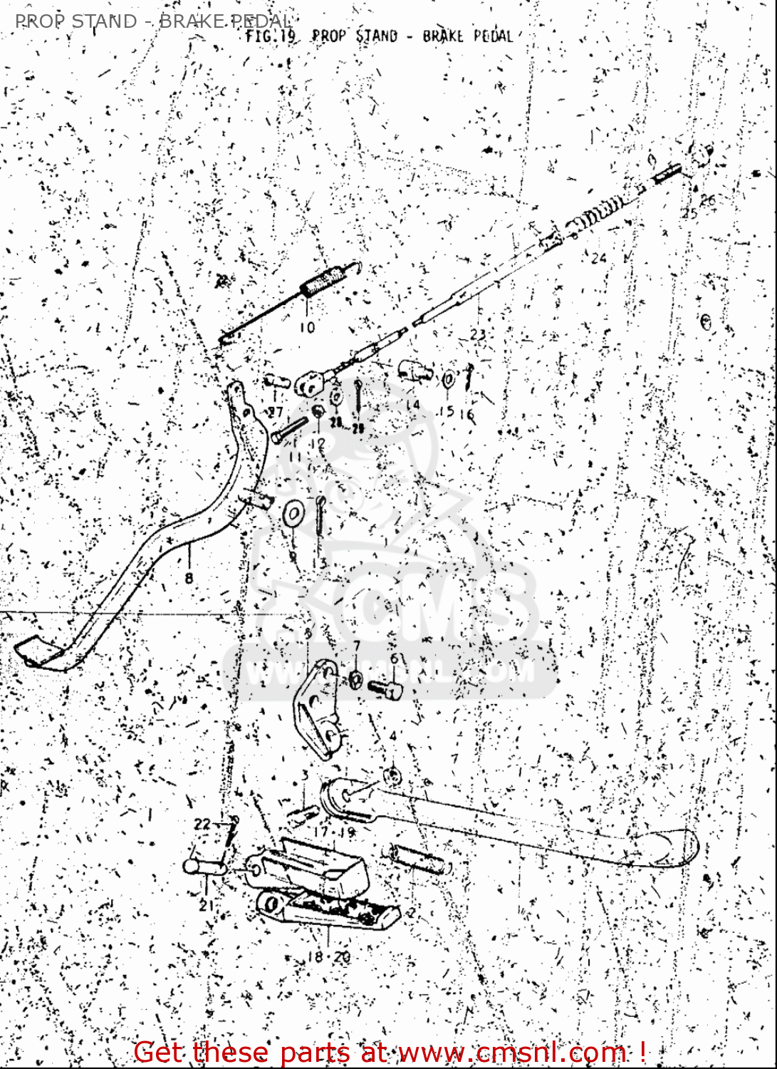 PROP STAND - BRAKE PEDAL TM250 1972 1973 1974 1975 (J) (K) (L) (M) USA (E03)