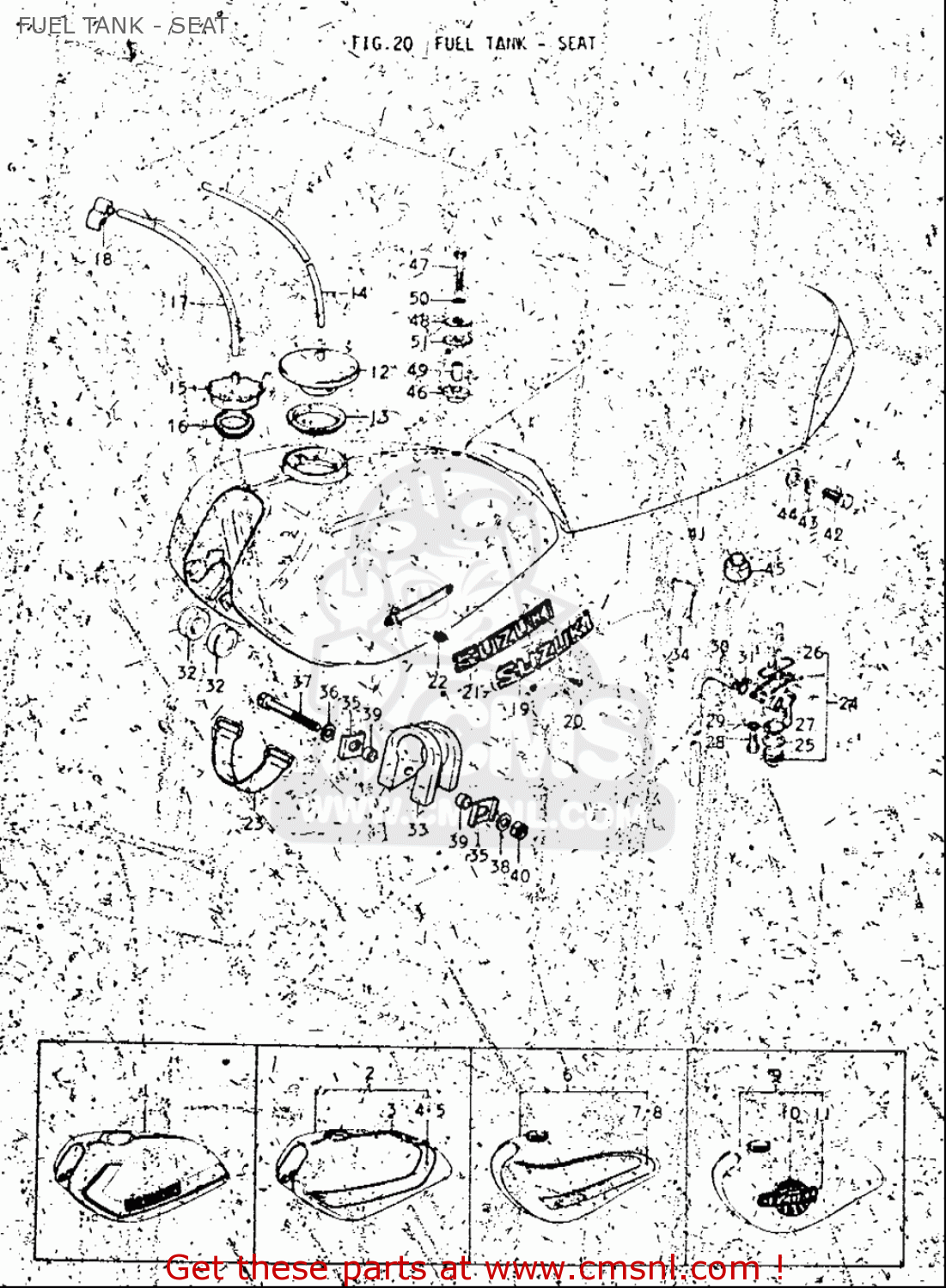 FUEL TANK - SEAT TM250 1972 1973 1974 1975 (J) (K) (L) (M) USA (E03)
