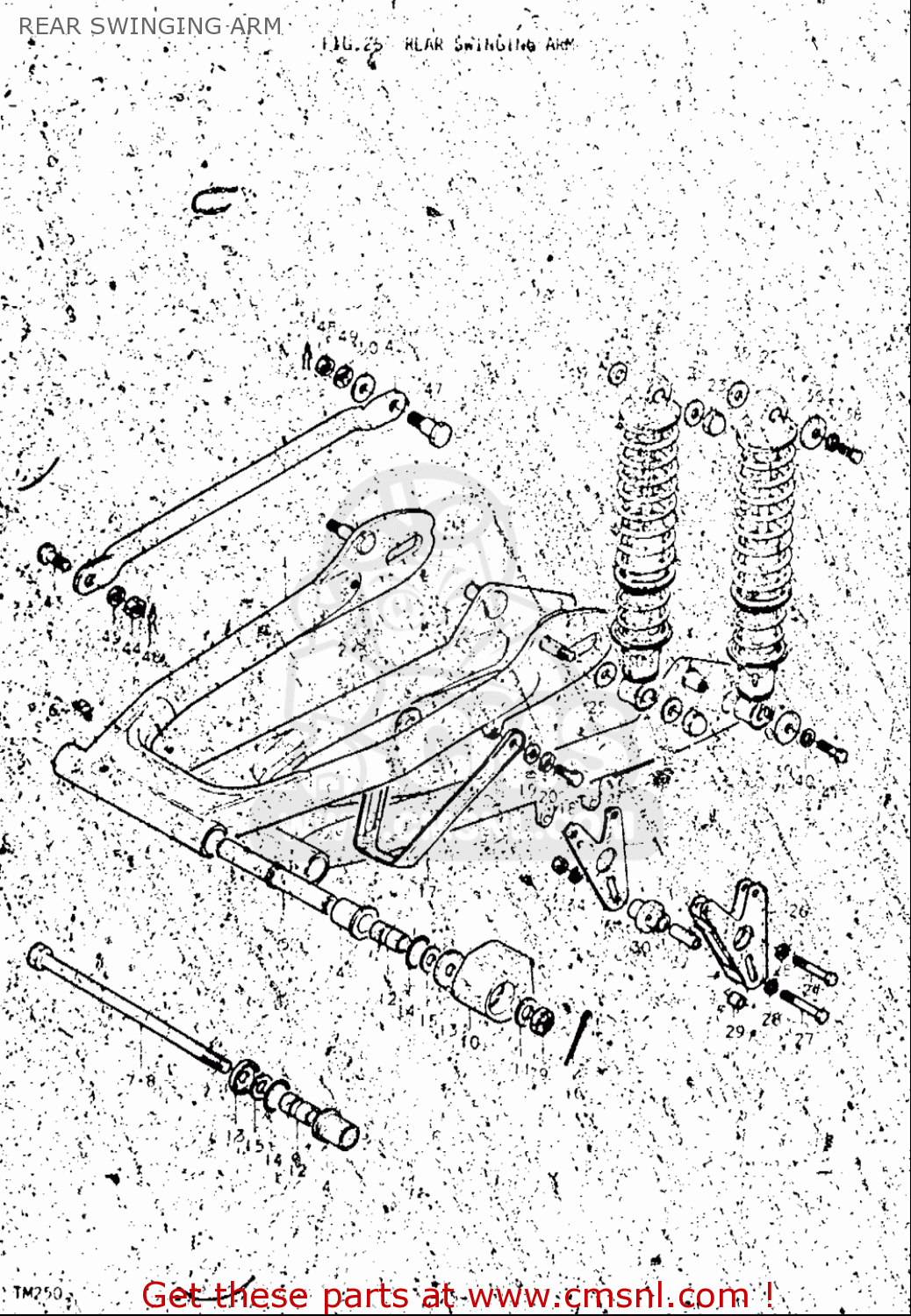 REAR SWINGING ARM TM250 1972 1973 1974 1975 (J) (K) (L) (M) USA (E03)
