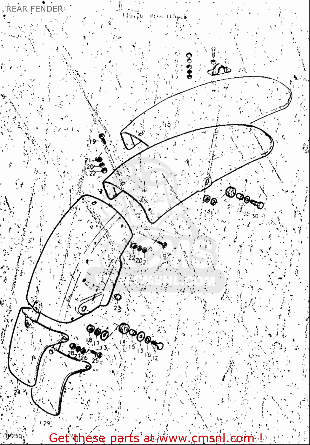 REAR FENDER TM250 1972 1973 1974 1975 (J) (K) (L) (M) USA (E03)