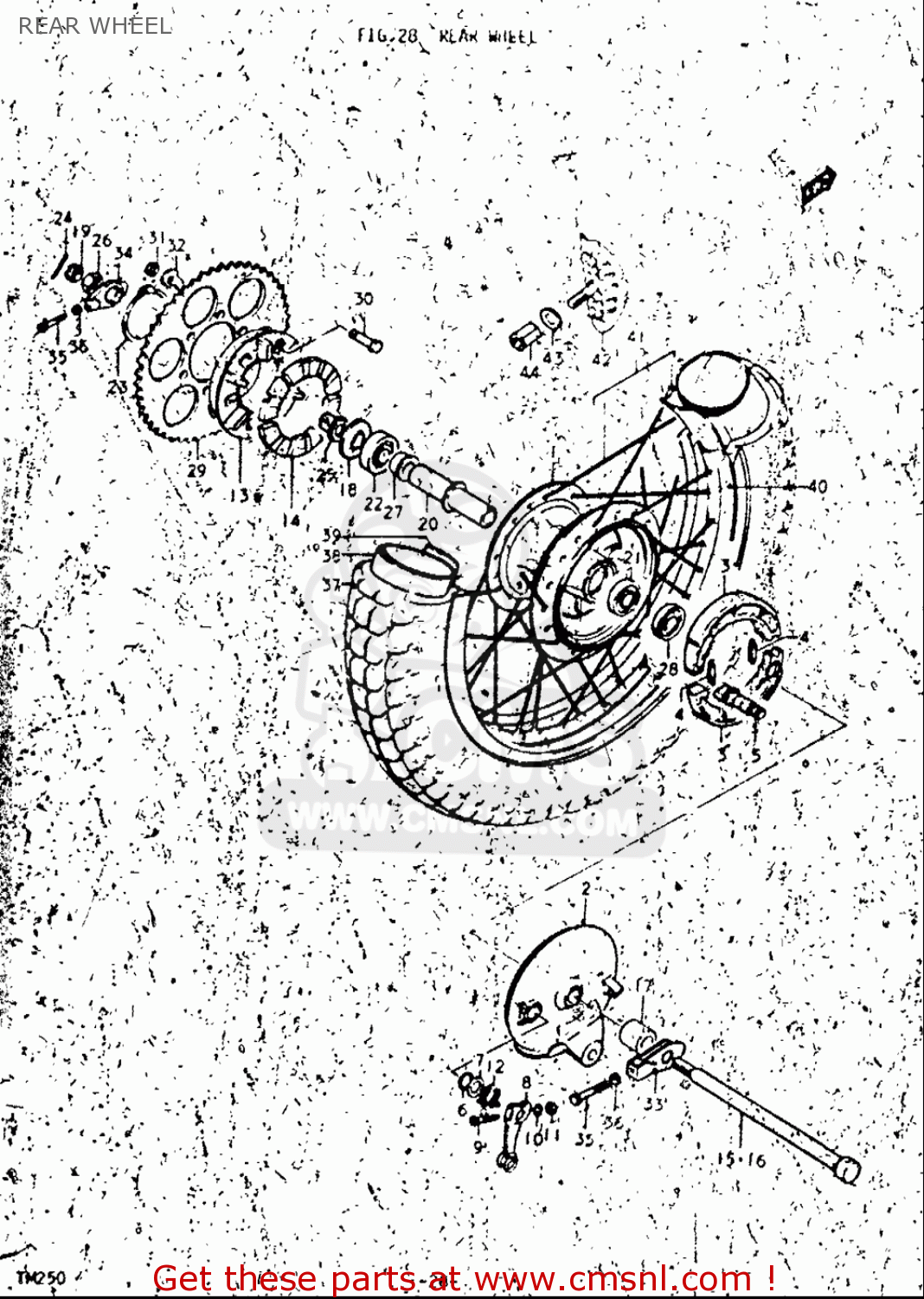 REAR WHEEL TM250 1972 1973 1974 1975 (J) (K) (L) (M) USA (E03)