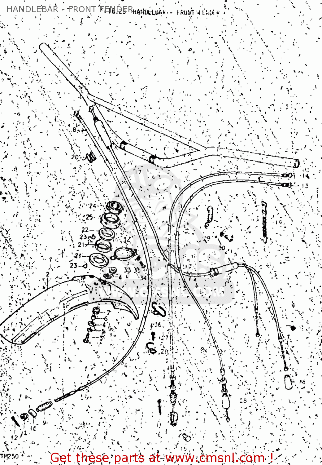 HANDLEBAR - FRONT FENDER TM250 1974 (L) USA (E03)
