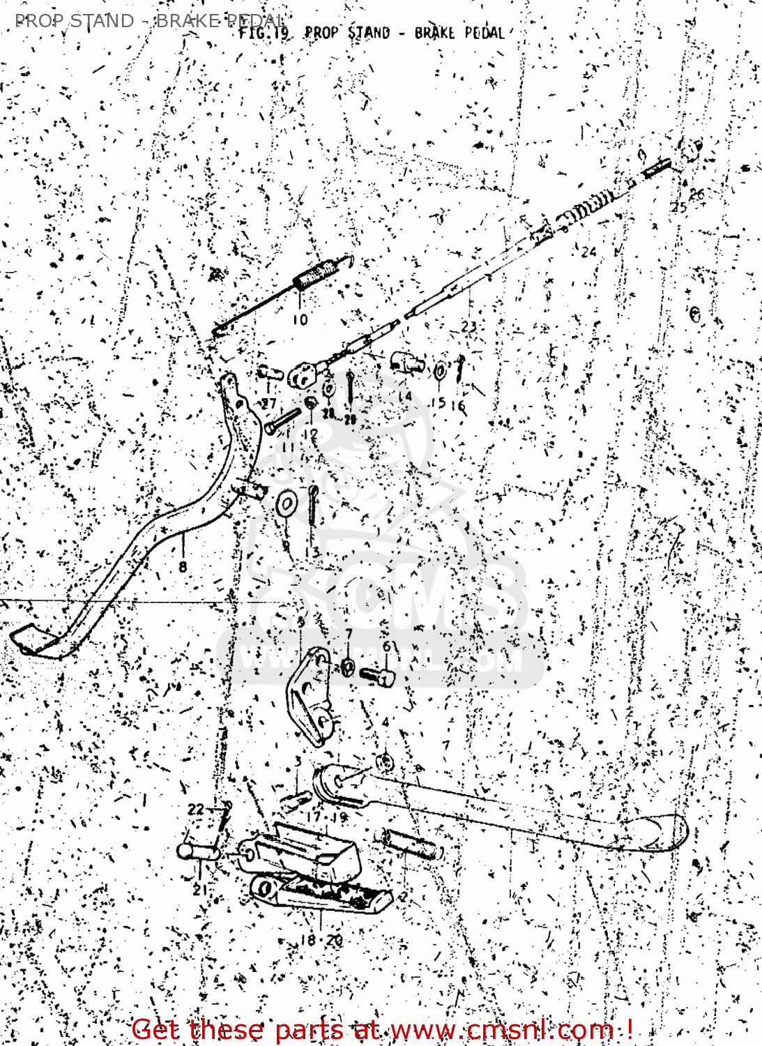 PROP STAND - BRAKE PEDAL TM250 1975 (M) USA (E03)
