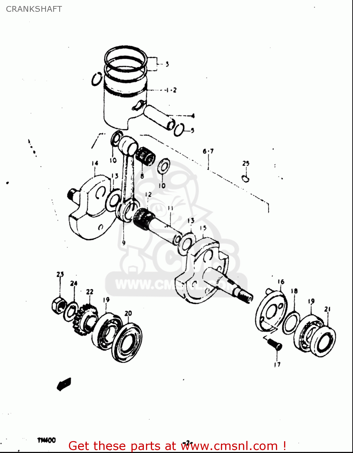 CRANKSHAFT TM400 1971 1972 1973 1974 1975 (R) (J) (K) (L) (M) USA (E03)