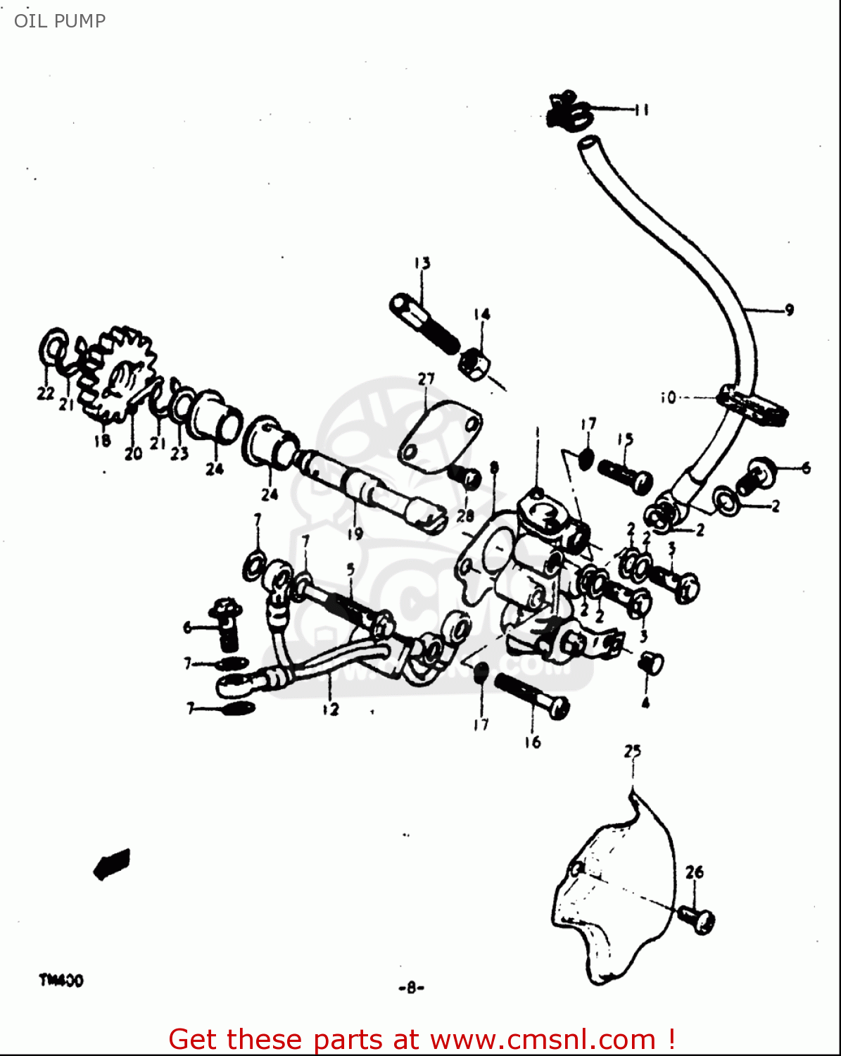 OIL PUMP TM400 1971 1972 1973 1974 1975 (R) (J) (K) (L) (M) USA (E03)