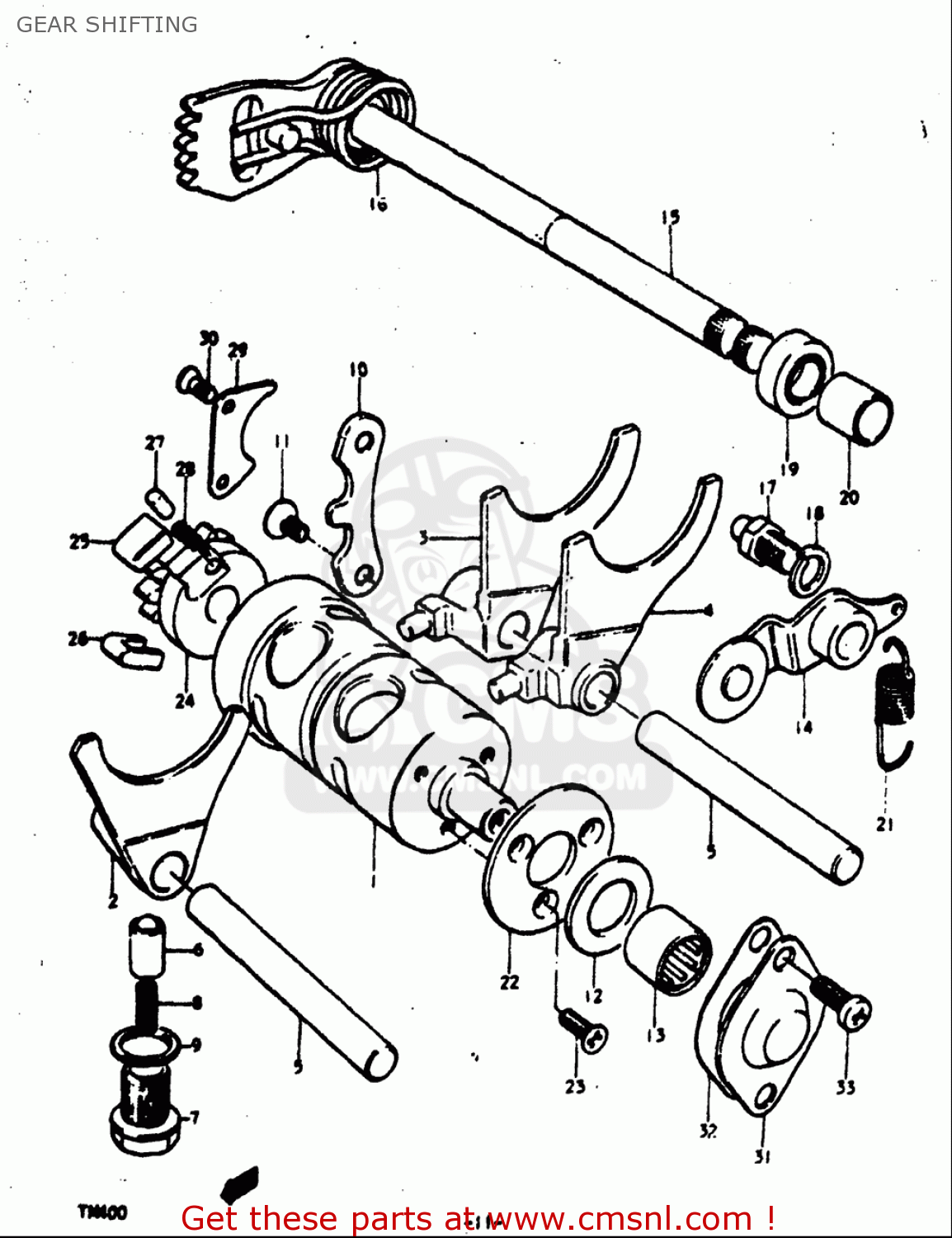 GEAR SHIFTING TM400 1971 1972 1973 1974 1975 (R) (J) (K) (L) (M) USA (E03)