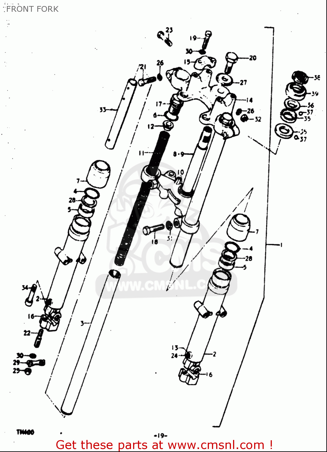 FRONT FORK TM400 1971 1972 1973 1974 1975 (R) (J) (K) (L) (M) USA (E03)