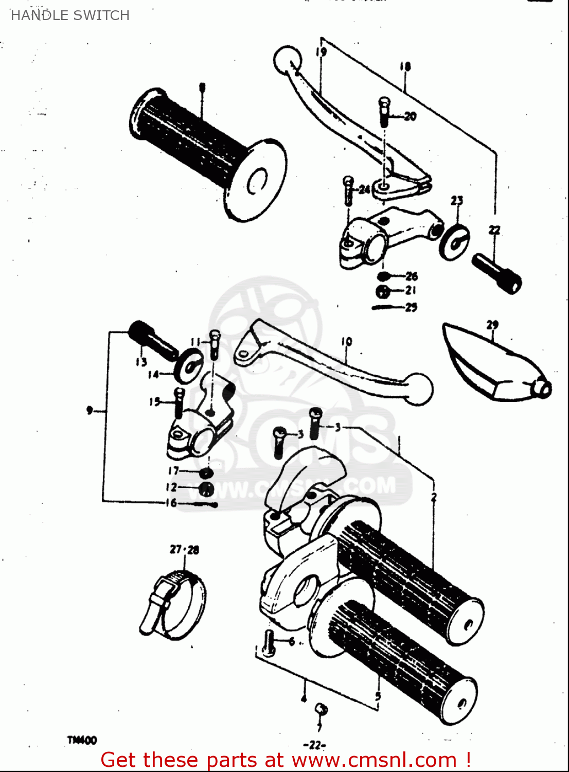 HANDLE SWITCH TM400 1971 1972 1973 1974 1975 (R) (J) (K) (L) (M) USA (E03)