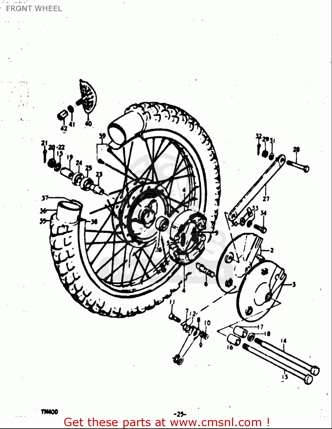 FRONT WHEEL TM400 1971 1972 1973 1974 1975 (R) (J) (K) (L) (M) USA (E03)