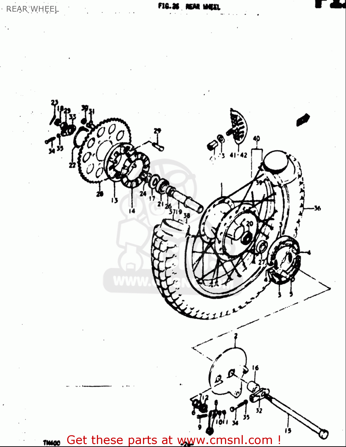 REAR WHEEL TM400 1971 1972 1973 1974 1975 (R) (J) (K) (L) (M) USA (E03)