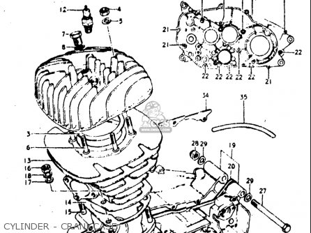 CYLINDER - CRANKCASE - TM400 1971 1972 1973 1974 1975 (R) (J) (K) (L) (M) USA (E03)