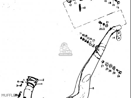 MUFFLER - TM400 1971 1972 1973 1974 1975 (R) (J) (K) (L) (M) USA (E03)