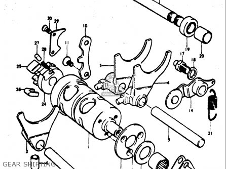 GEAR SHIFTING - TM400 1971 1972 1973 1974 1975 (R) (J) (K) (L) (M) USA (E03)