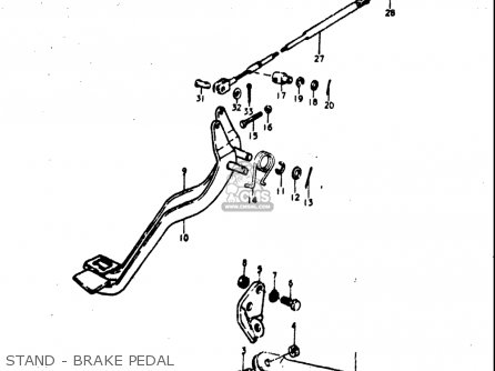 STAND - BRAKE PEDAL - TM400 1971 1972 1973 1974 1975 (R) (J) (K) (L) (M) USA (E03)