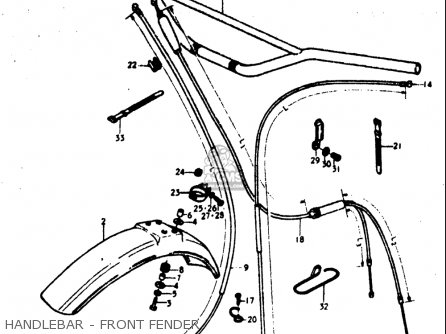 HANDLEBAR - FRONT FENDER - TM400 1971 1972 1973 1974 1975 (R) (J) (K) (L) (M) USA (E03)