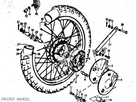 FRONT WHEEL - TM400 1971 1972 1973 1974 1975 (R) (J) (K) (L) (M) USA (E03)