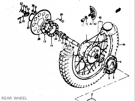 REAR WHEEL - TM400 1971 1972 1973 1974 1975 (R) (J) (K) (L) (M) USA (E03)