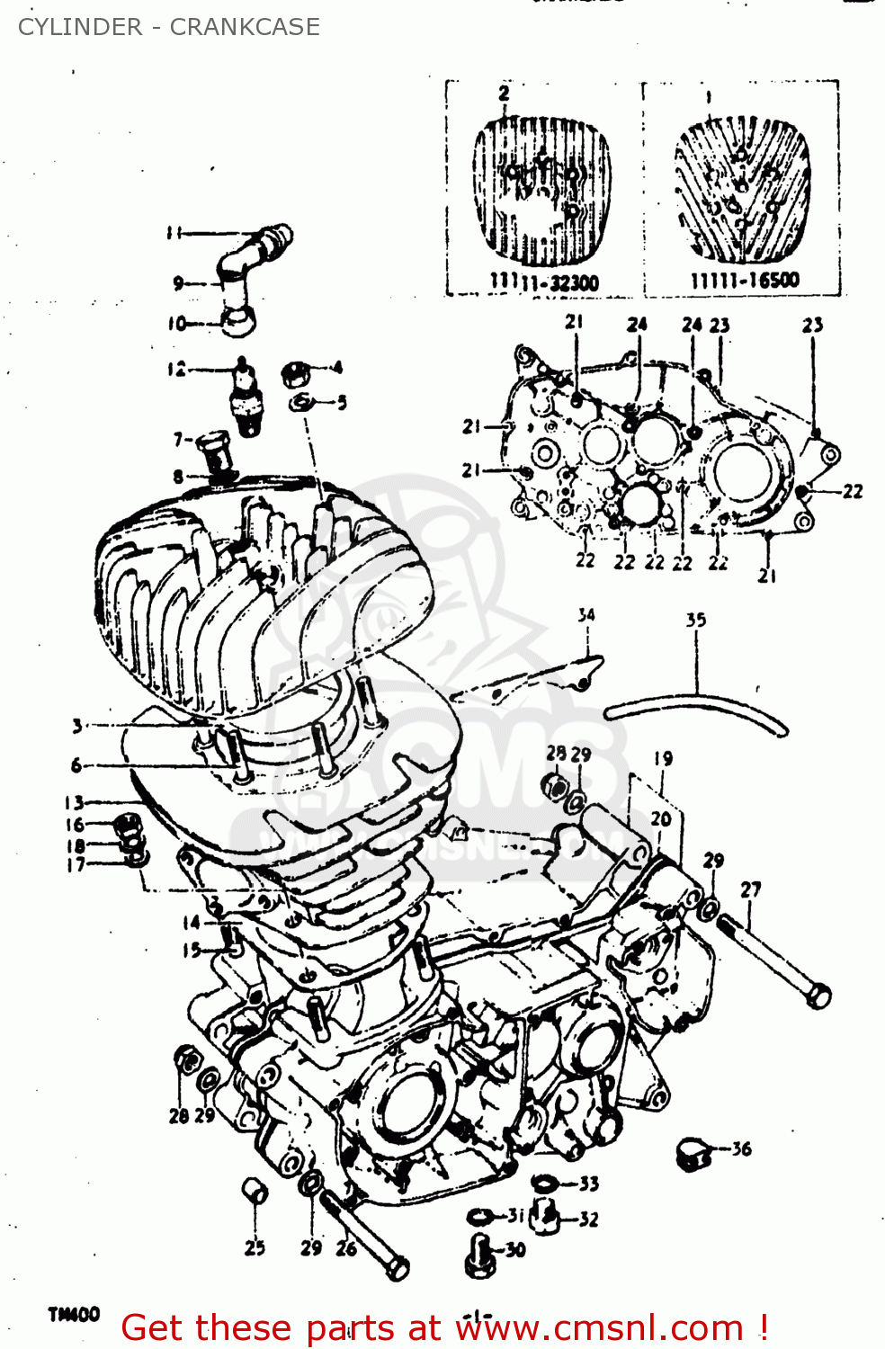 CYLINDER - CRANKCASE TM400 1973 (K) USA (E03)