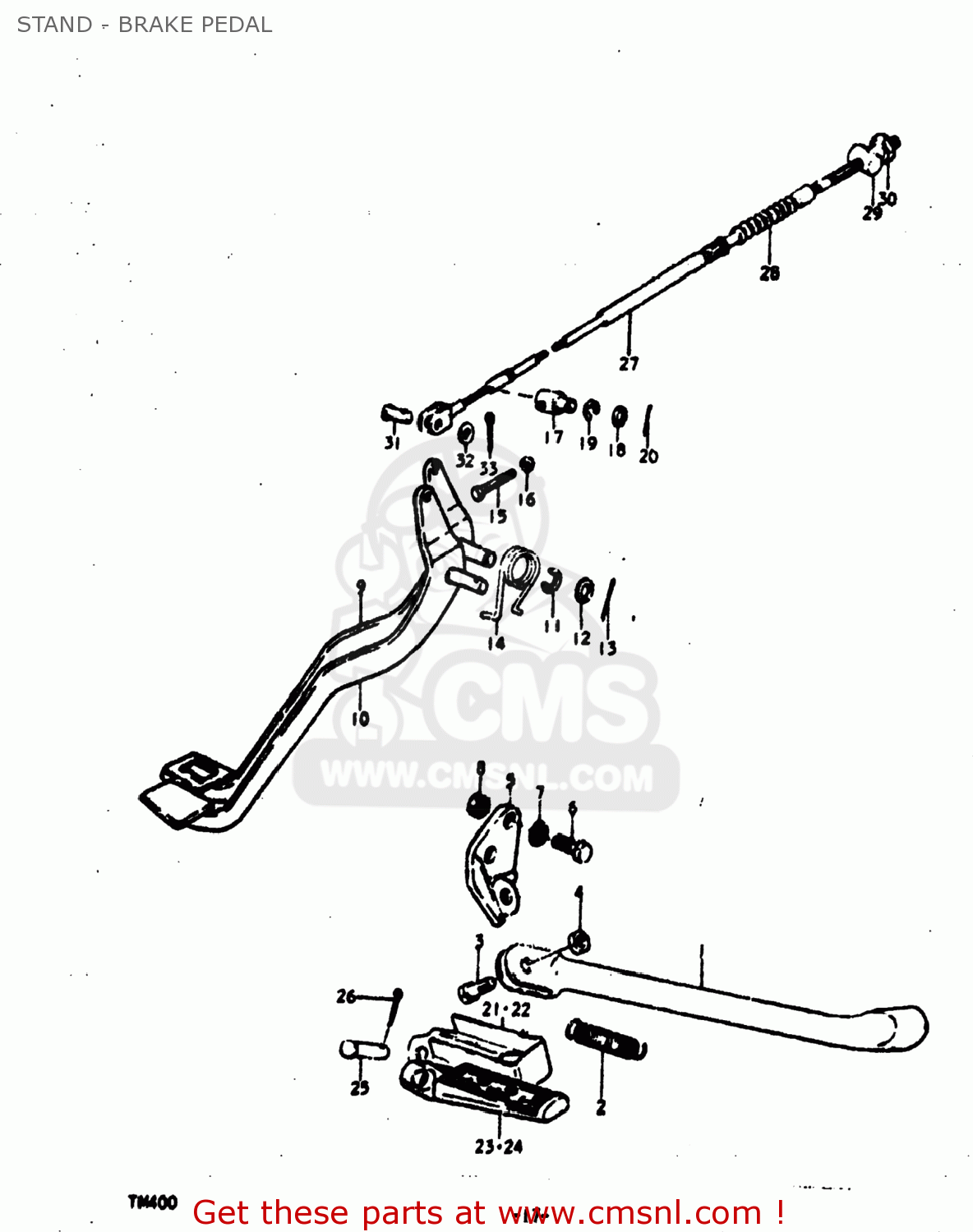 STAND - BRAKE PEDAL TM400 1973 (K) USA (E03)