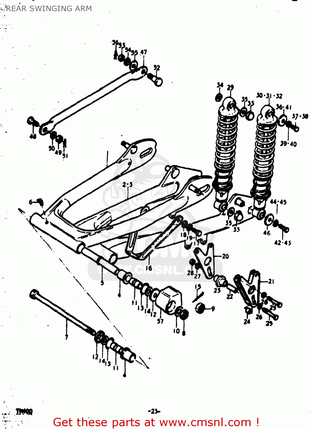 REAR SWINGING ARM TM400 1974 (L) USA (E03)