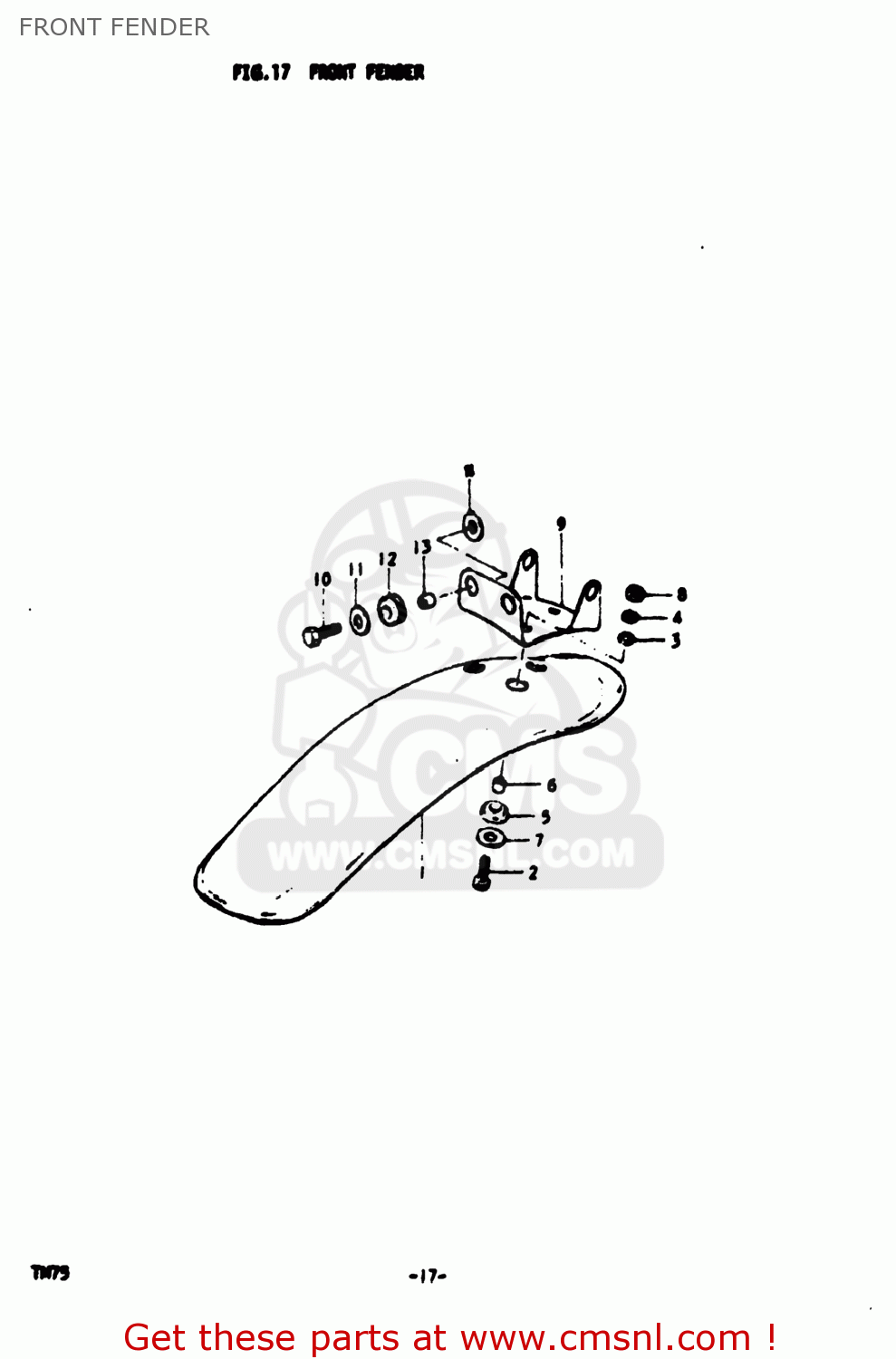 FRONT FENDER TM75 1974 (L) USA (E03)