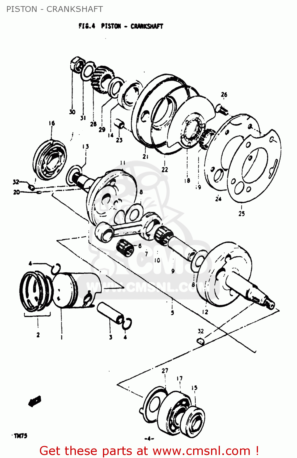 PISTON - CRANKSHAFT TM75 1974 (L) USA (E03)
