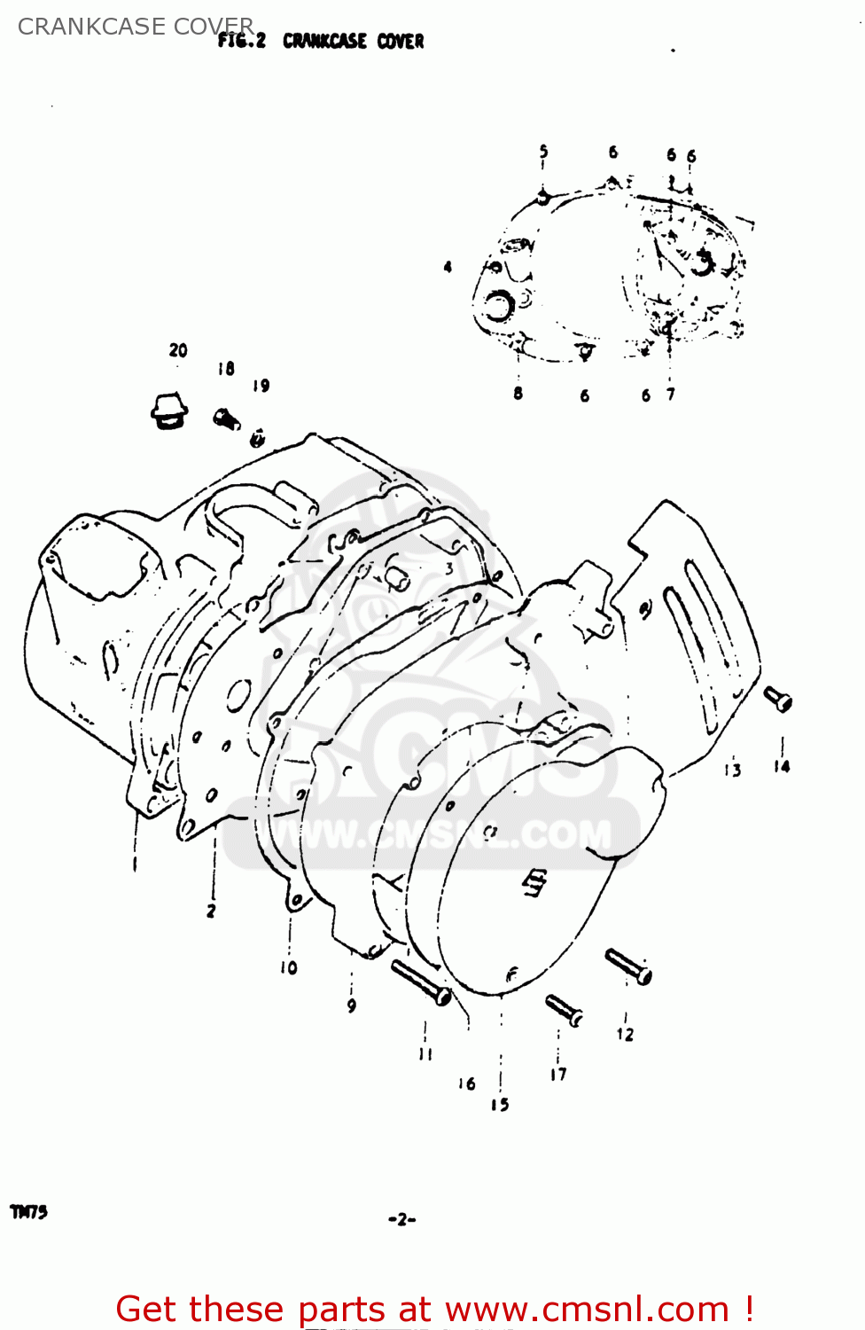 CRANKCASE COVER TM75 1976 (A) USA (E03)
