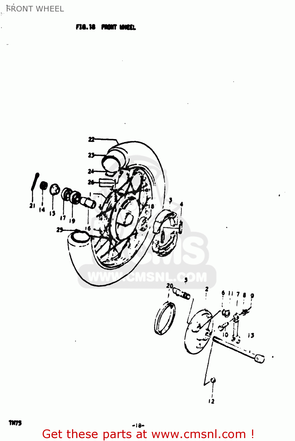 FRONT WHEEL TM75 1976 (A) USA (E03)