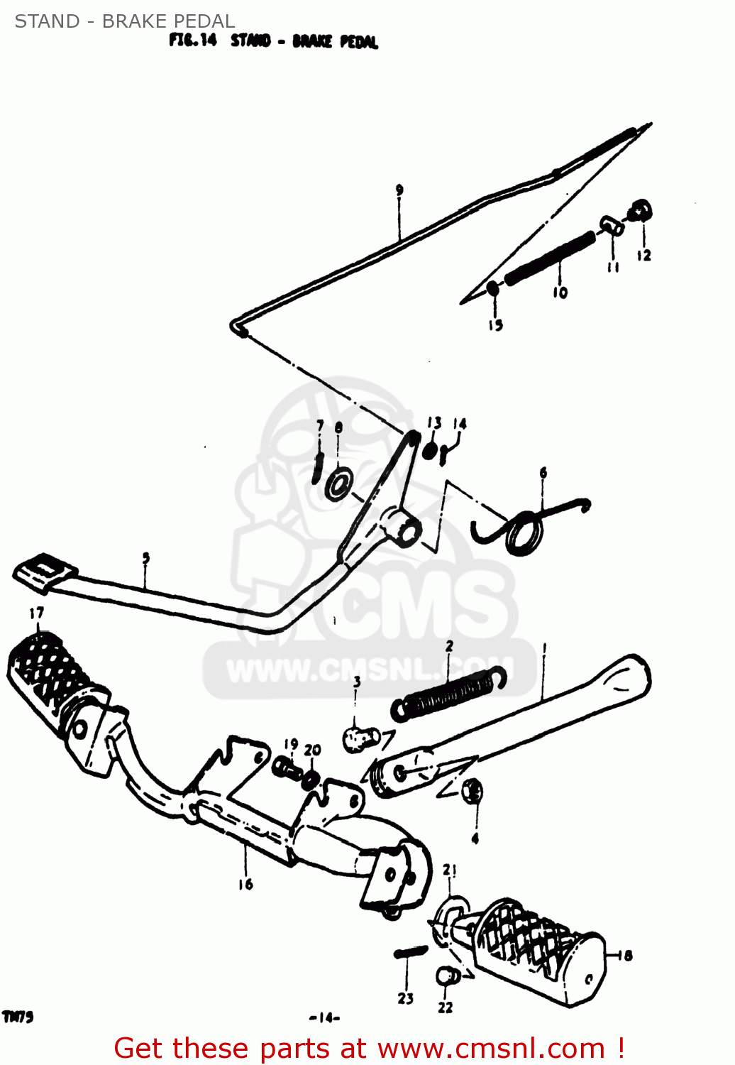 STAND - BRAKE PEDAL TM75 1976 (A) USA (E03)