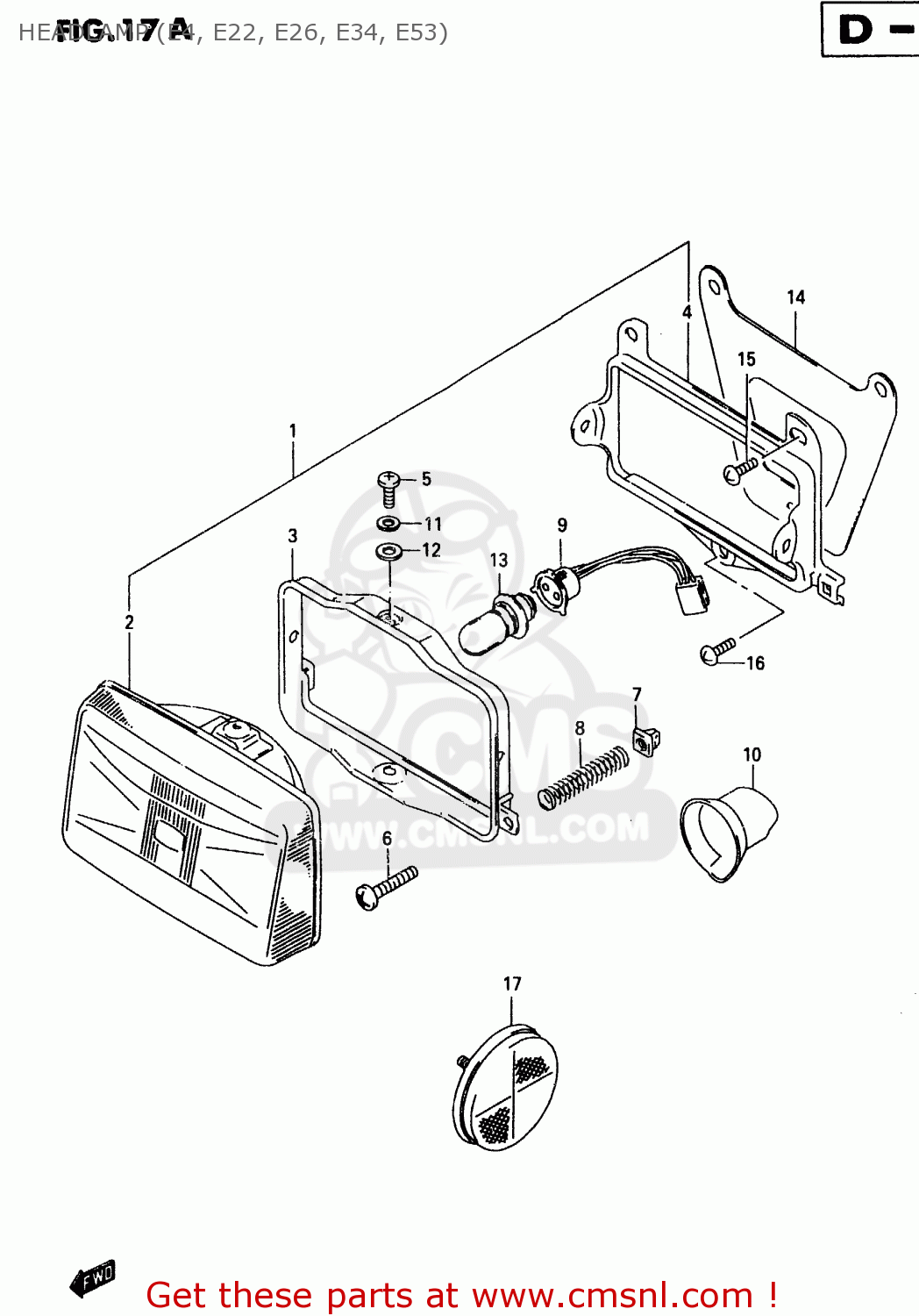 HEADLAMP (E4, E22, E26, E34, E53) TR50S 1998 (W) (E02 E04 E22 E26 E34 E53)