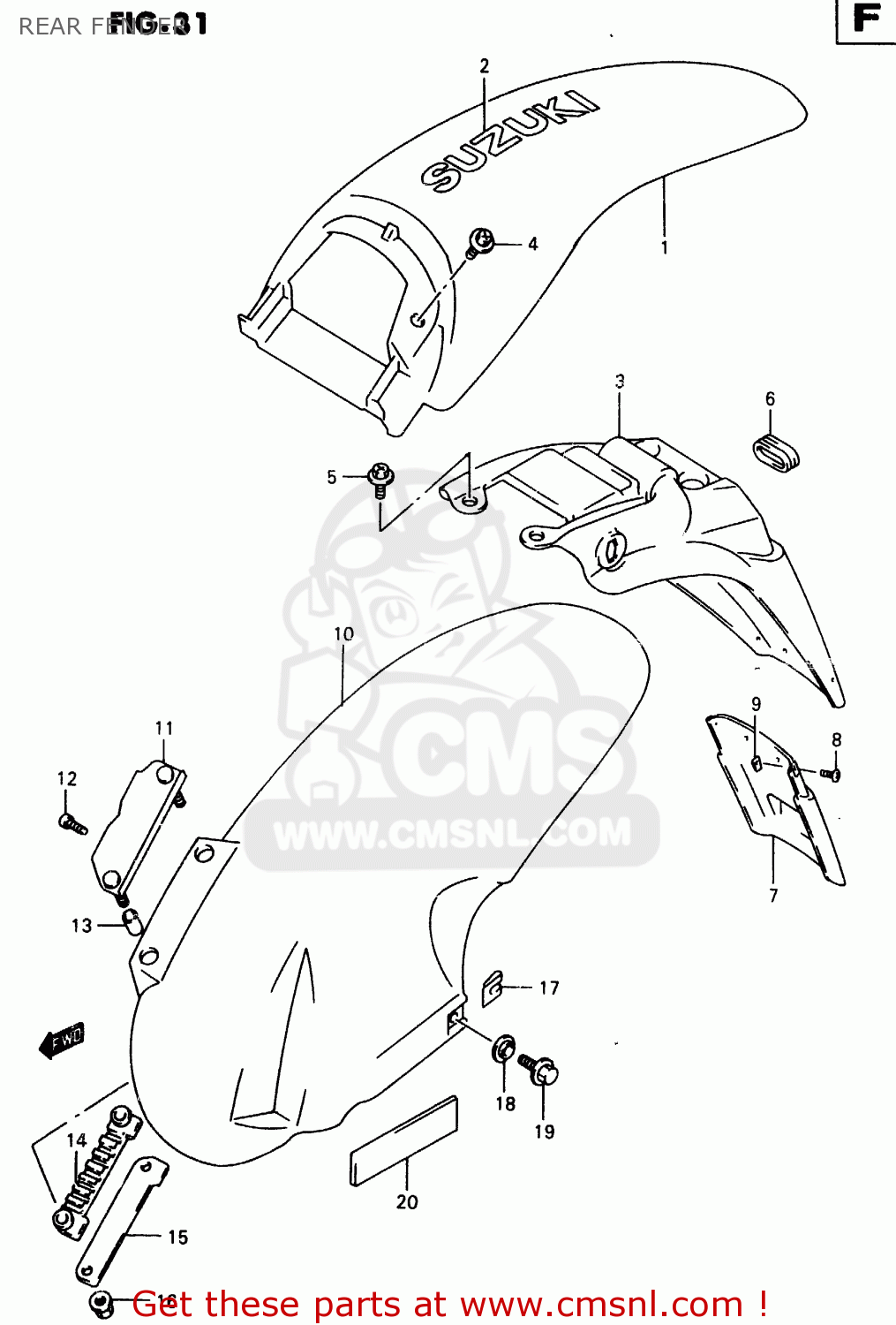 REAR FENDER TR50S 1998 (W) (E02 E04 E22 E26 E34 E53)
