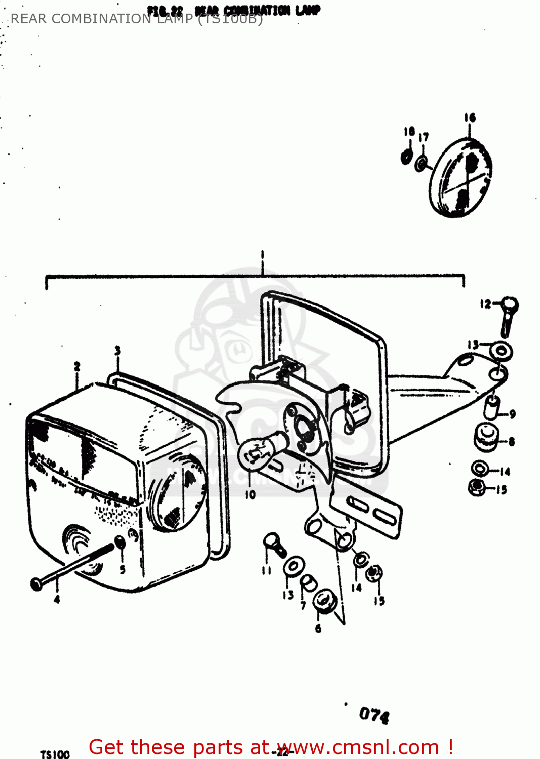 REAR COMBINATION LAMP (TS100B) TS100 1973 (K) USA (E03)
