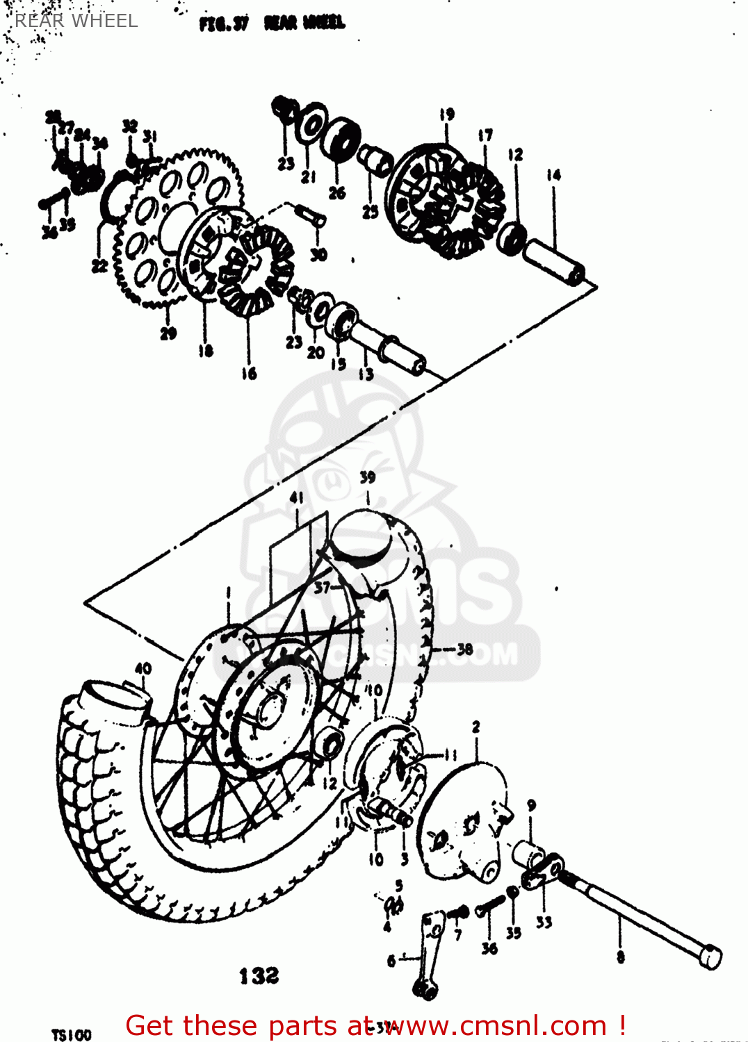 REAR WHEEL TS100 1973 (K) USA (E03)