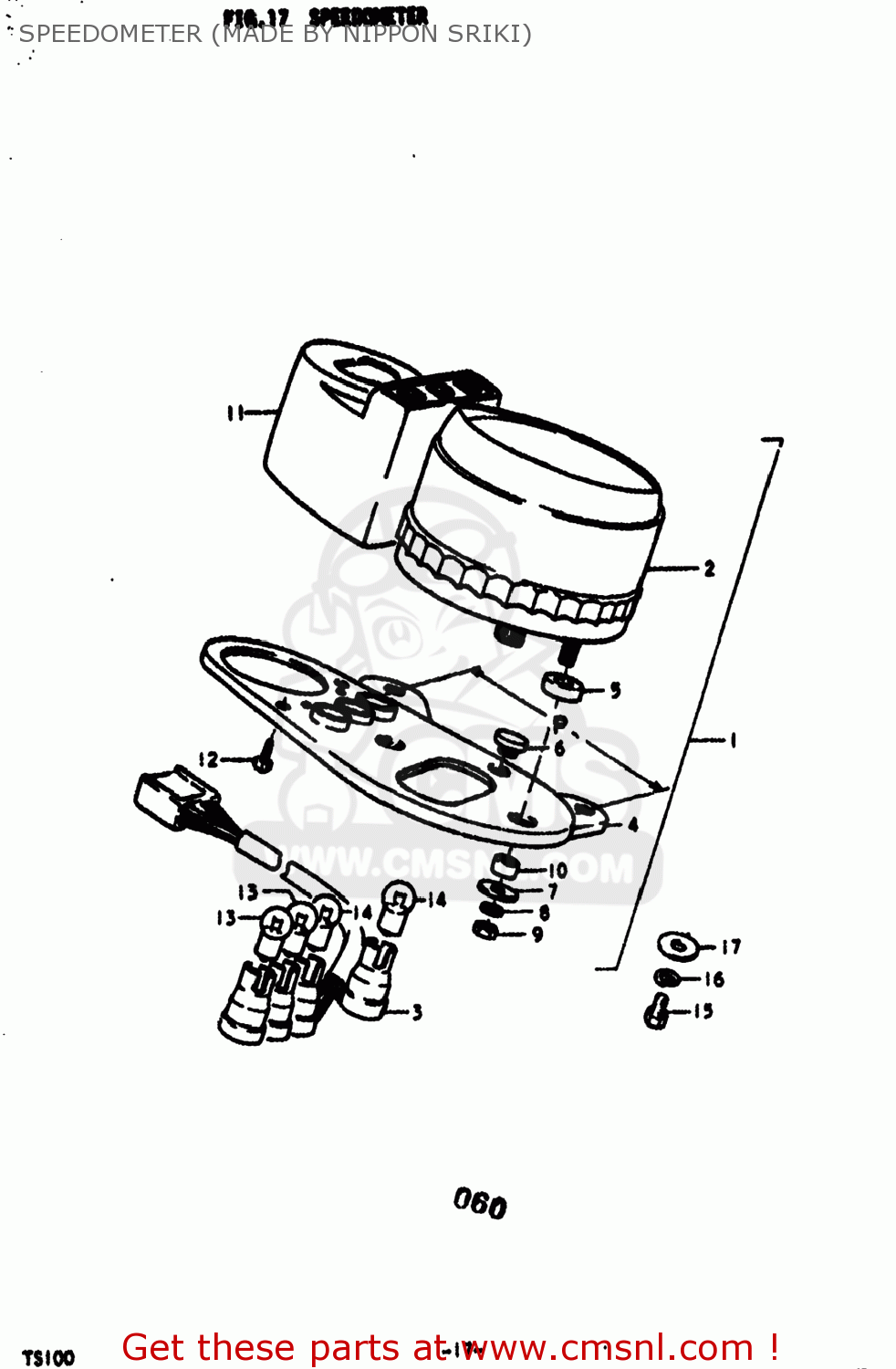 SPEEDOMETER (MADE BY NIPPON SRIKI) TS100 1973 (K) USA (E03)