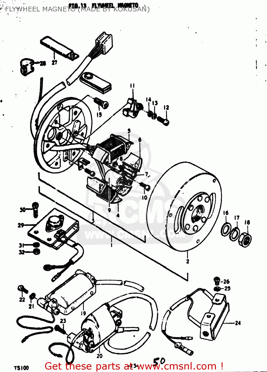 FLYWHEEL MAGNETO (MADE BY KOKUSAN) TS100 1975 (M) USA (E03)