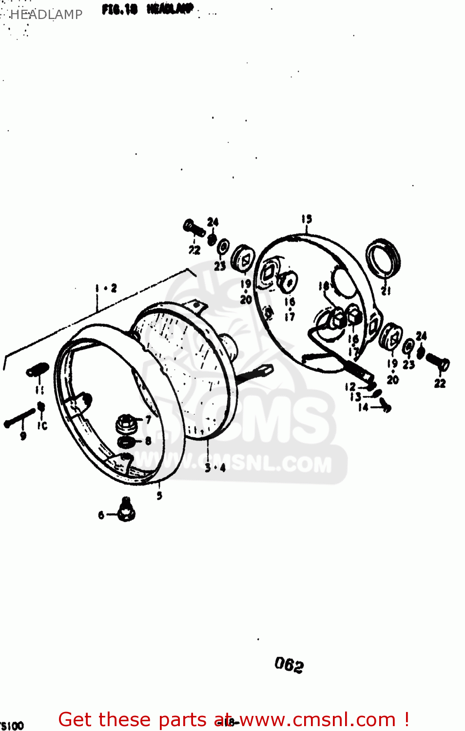 HEADLAMP TS100 1975 (M) USA (E03)