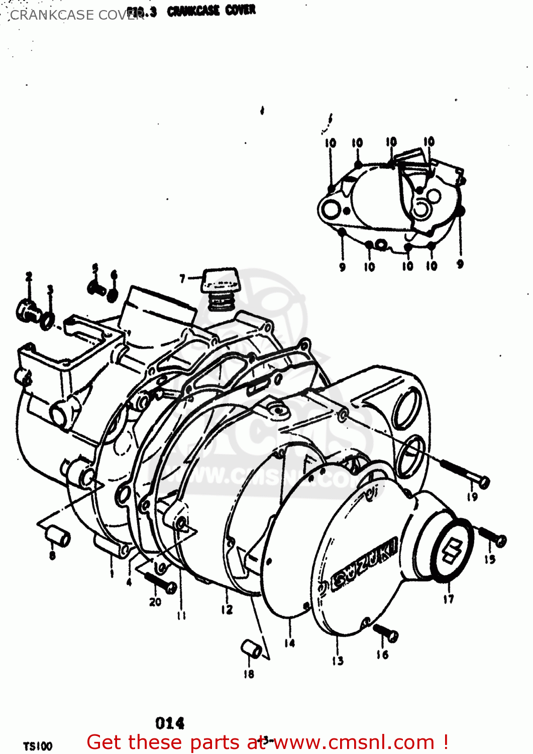 CRANKCASE COVER TS100 1977 (B) USA (E03)