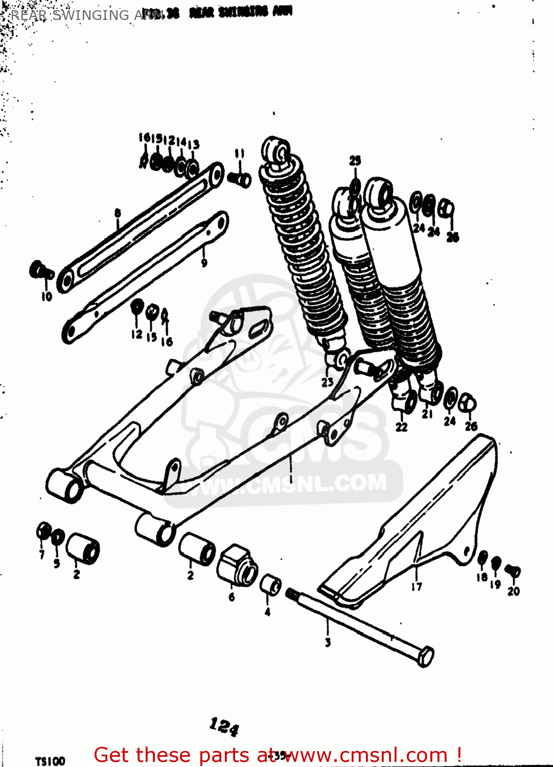 REAR SWINGING ARM TS100 1977 (B) USA (E03)