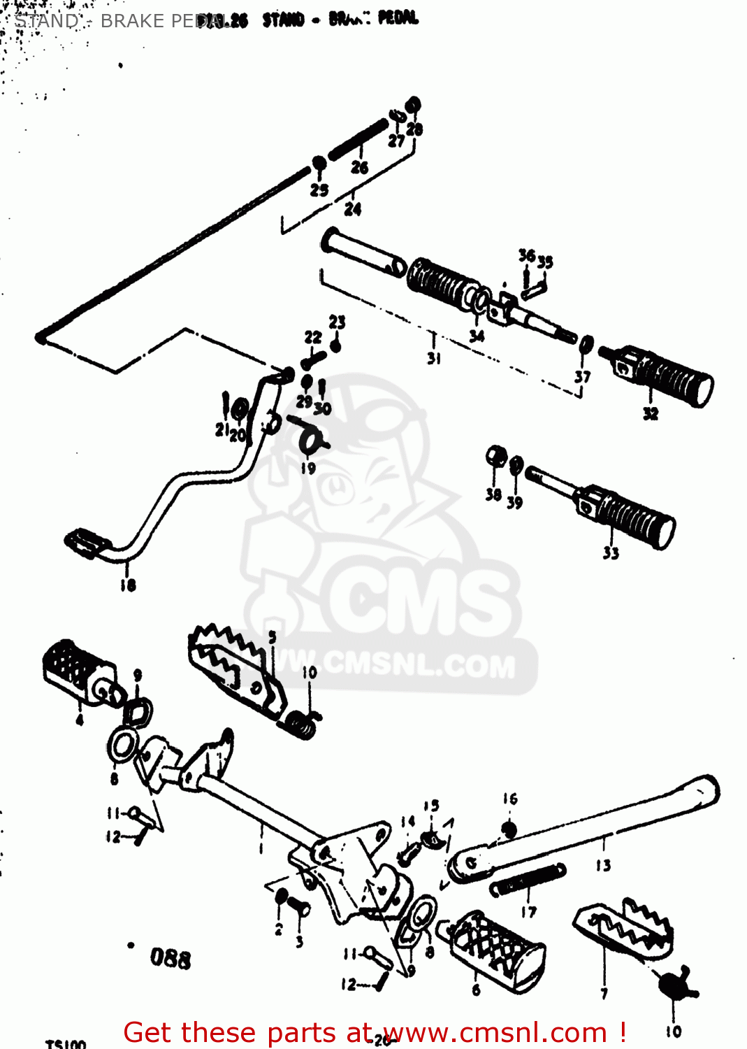 STAND - BRAKE PEDAL TS100 1977 (B) USA (E03)